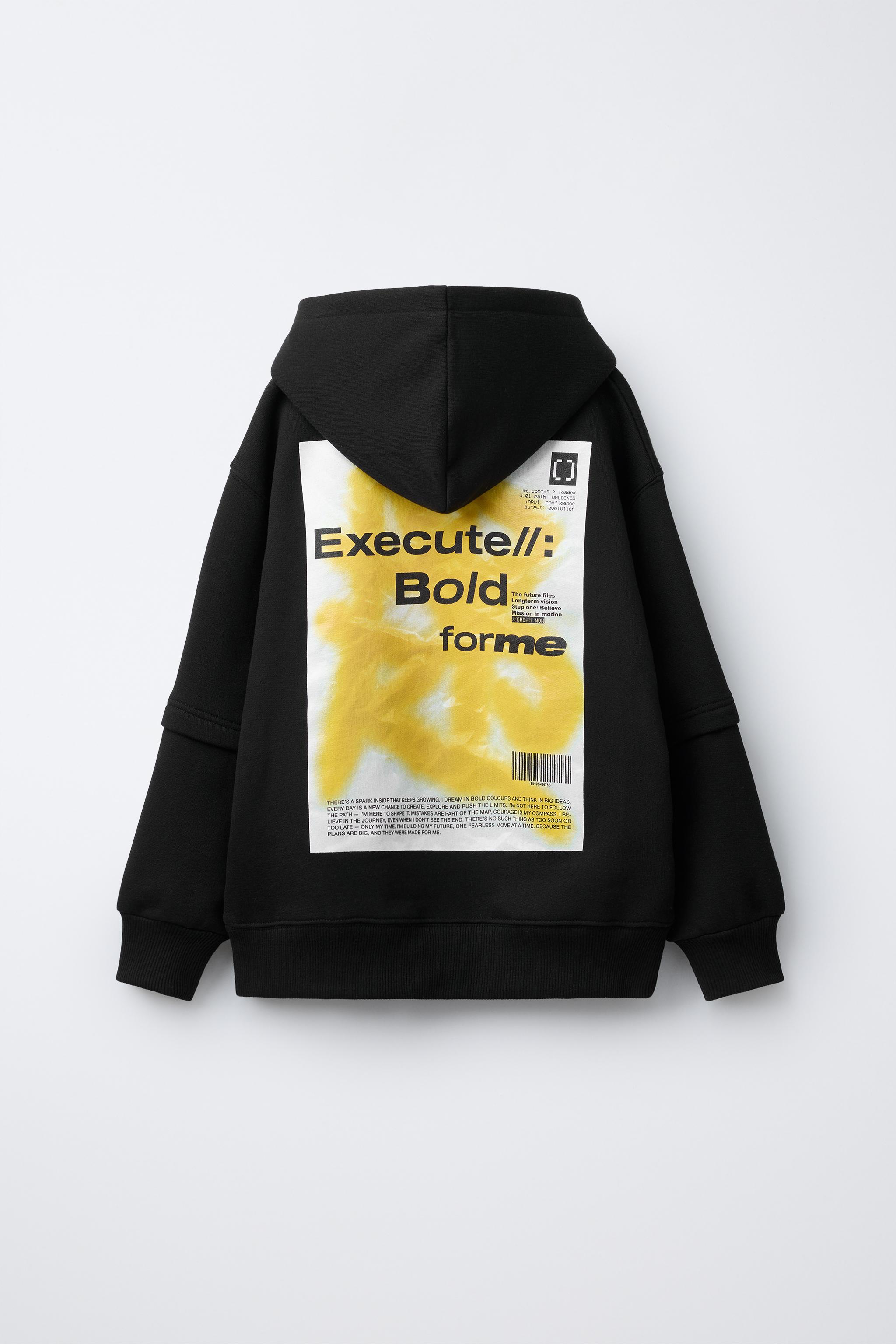 DOUBLE SLEEVE HOODIE SWEATSHIRT WITH LABEL